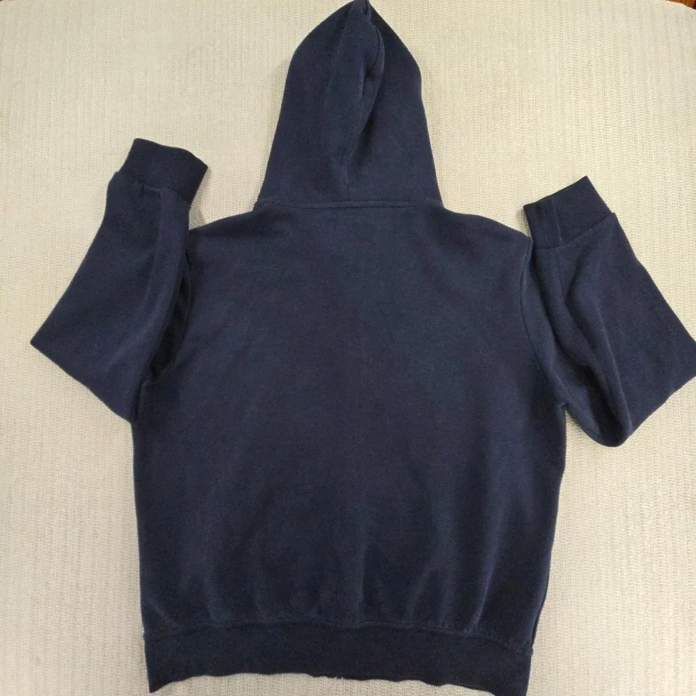 Polo Ralph Lauren Hoodie Sweatshirt Mens XL Blue Full Zip Fleece White Pony